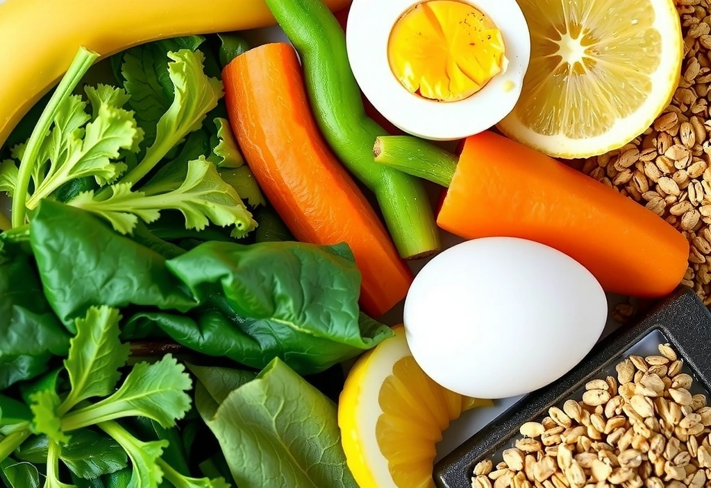 Tabel cu alimente bogate în vitamine B, evidențiind importanța unei diete echilibrate