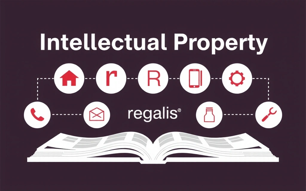 Ilustrație cu simboluri de proprietate intelectuală și drepturi de autor Regalisvb